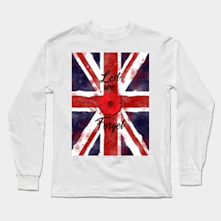 Lest we Forget with United Kingdom Flag Long Sleeve T-Shirt